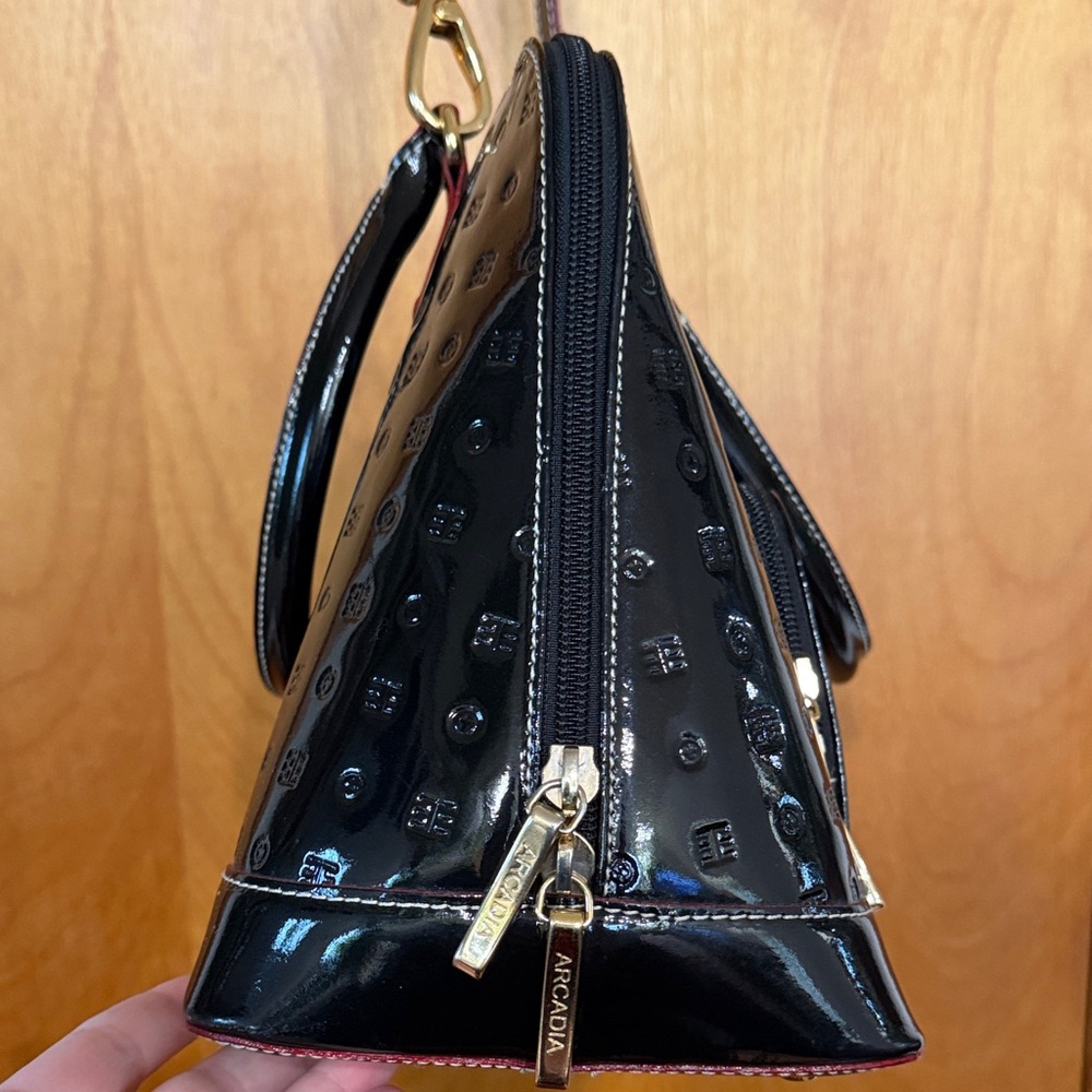 Arcadia Black Patent Leather Handbag - Picture 4 of 11